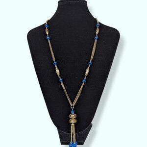 (2/$20) V. 2-Strand Blue Glass Beaded Necklace